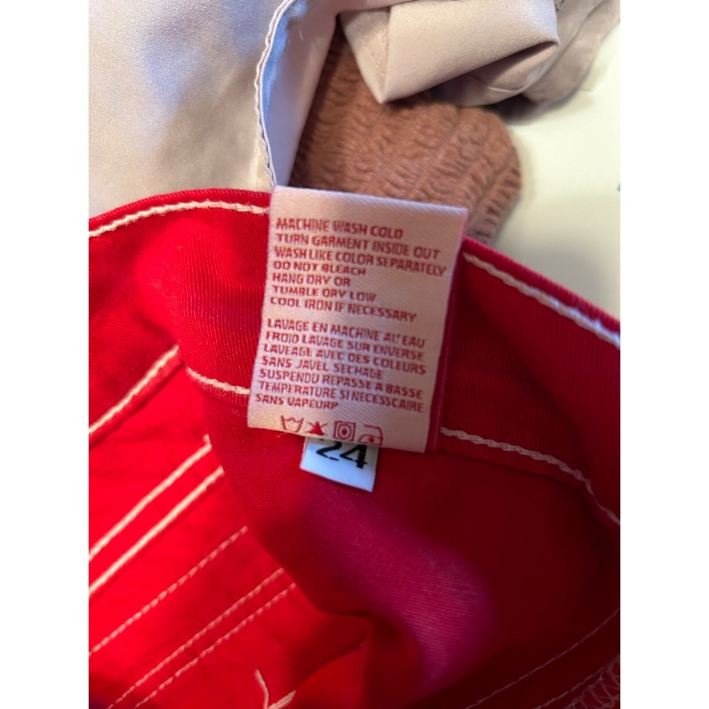 REVICE Jeans Womens Denim Red High Waisted Cargo Straight Size 24 EUC! - Picture 9 of 9